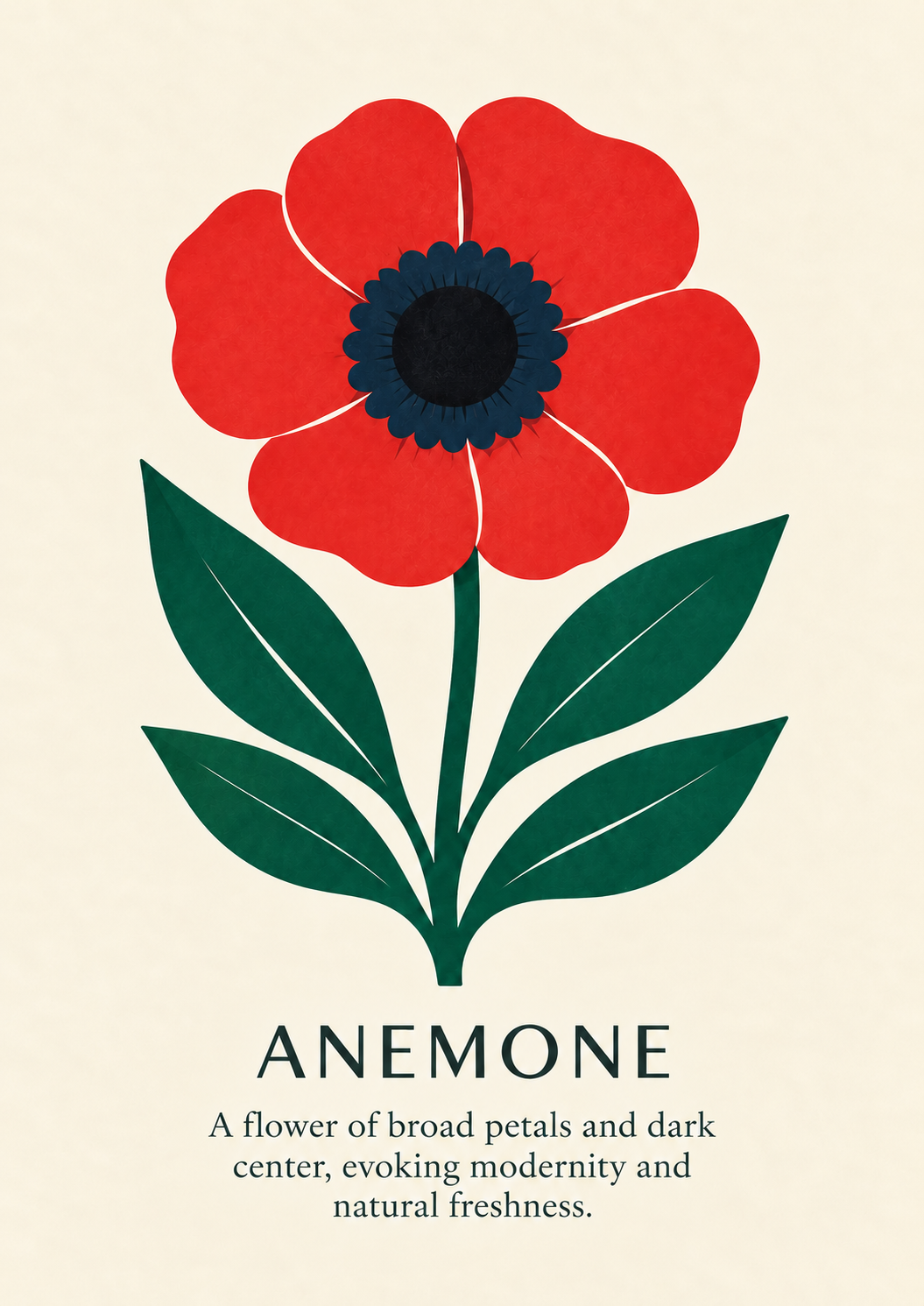 Anemone botanical art print on warm ivory paper