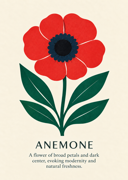 Anemone botanical art print on warm ivory paper