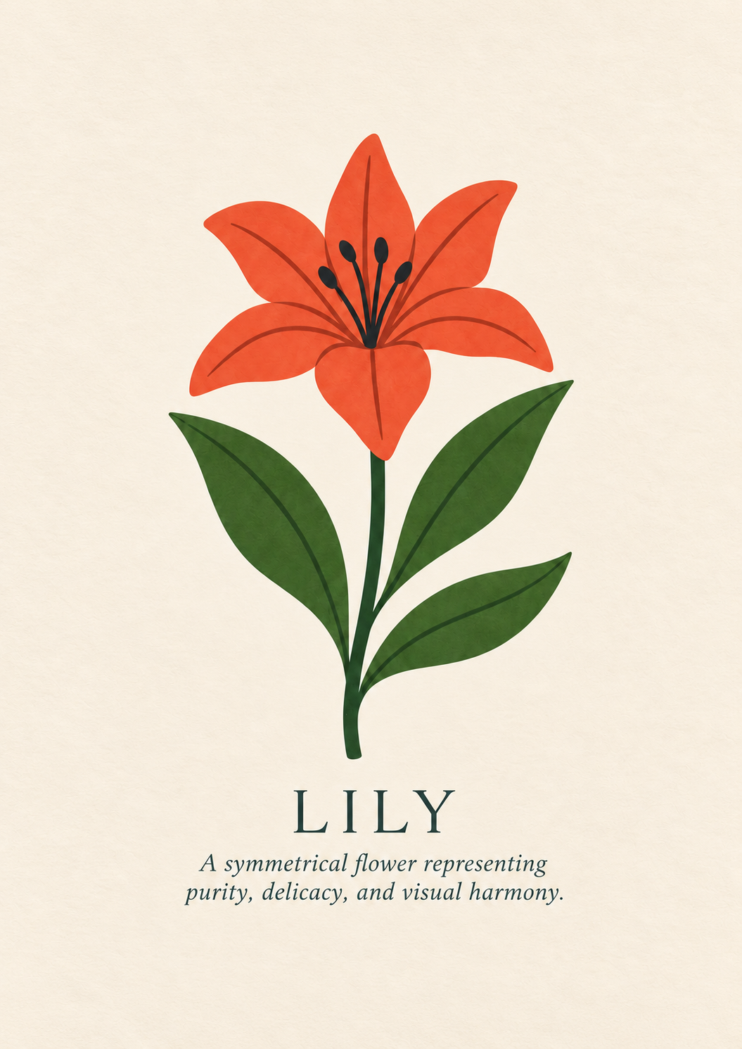 Lily botanical art print on warm ivory paper