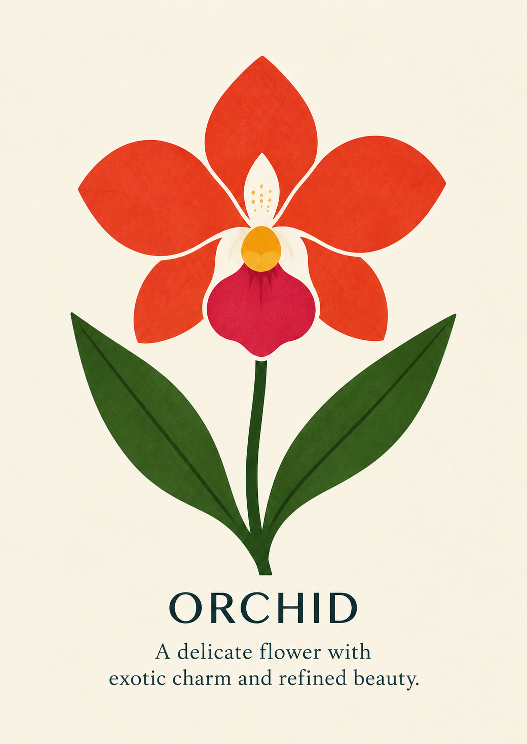 Orchid botanical art print on warm ivory paper