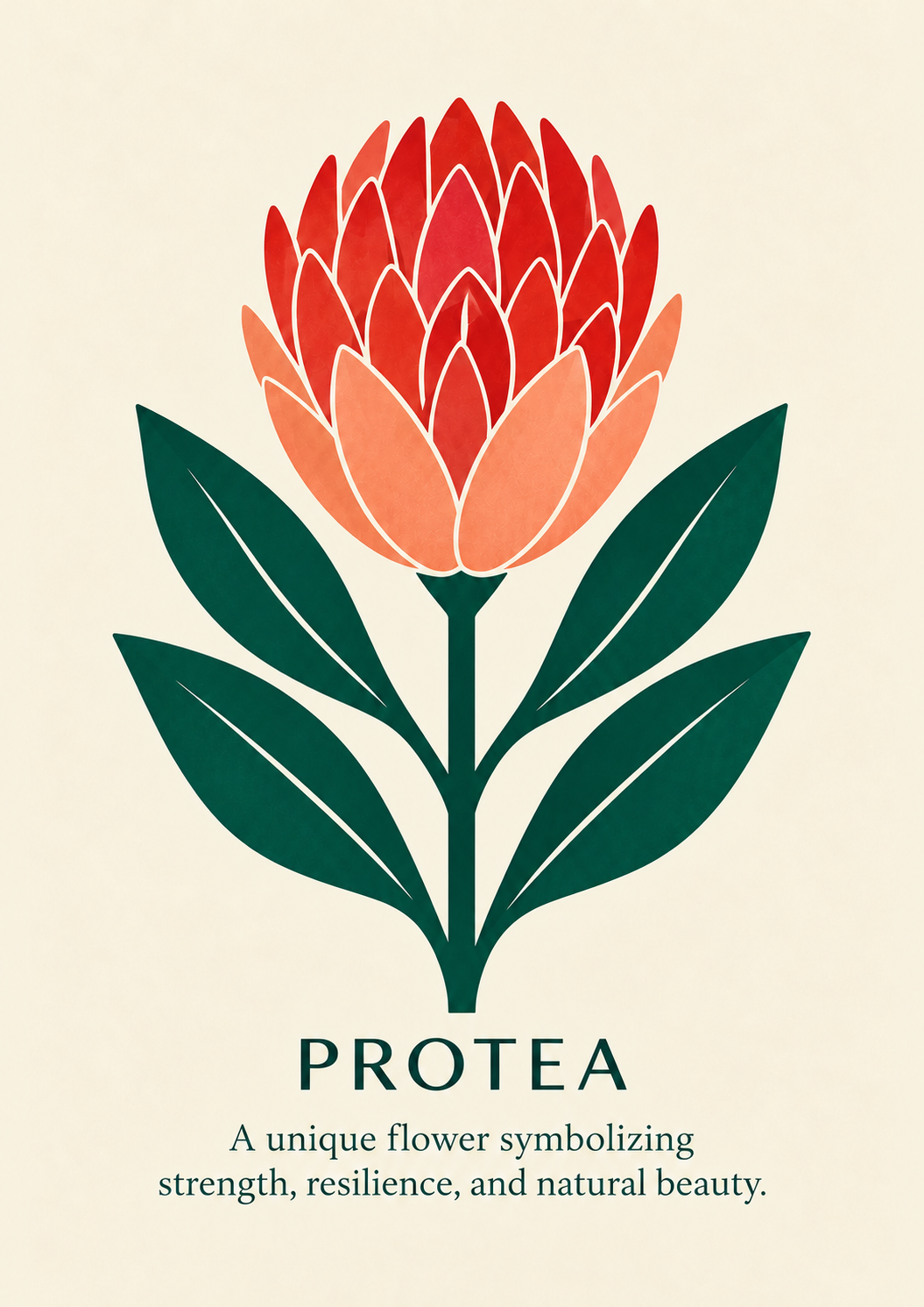 Protea botanical art print on warm ivory paper