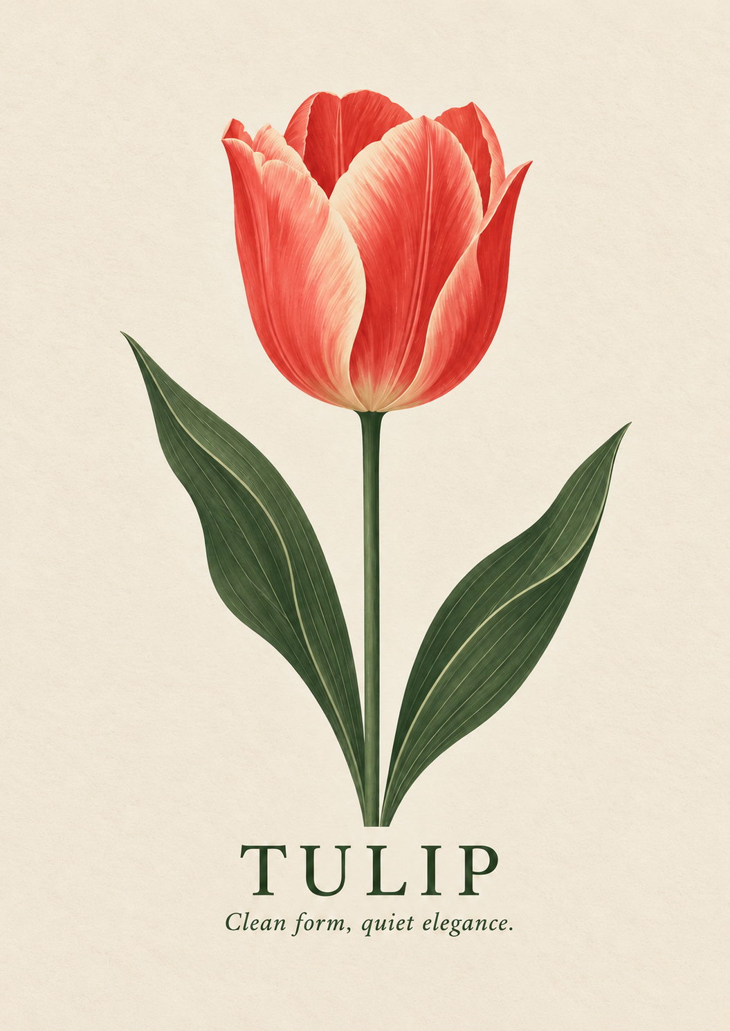 Tulip botanical art print on warm ivory paper