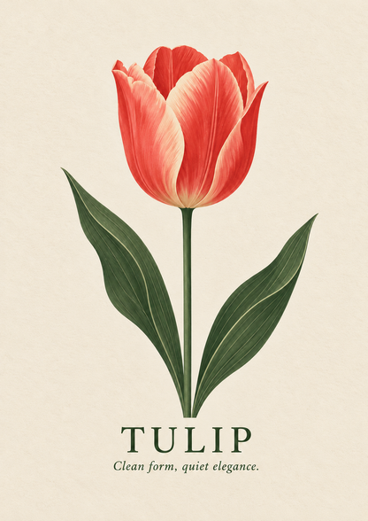 Tulip botanical art print on warm ivory paper